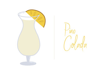 Pina colada cocktail. Vector illustration.
