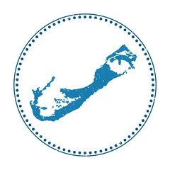 Outdoor-Kissen Bermuda sticker. Travel rubber stamp with map of island, vector illustration. Can be used as insignia, logotype, label, sticker or badge of the Bermuda. © Eugene Ga