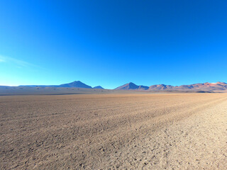 View of the Salvador Dali desert (Dalí Valley) near the Bolivian city of Uyuni. Eduardo Avaroa...