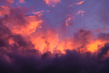 Awesome sunset - colorful fire clouds in the evening sky