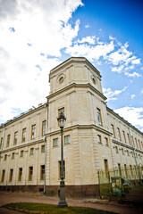 Fototapeta premium old building close-up under blue sky