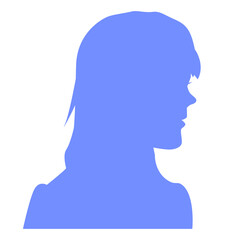 Teenager girl with long haircut head face profile silhouette