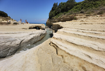 Canal d'Amour beach on corflu island or love  channel in north side of island greece