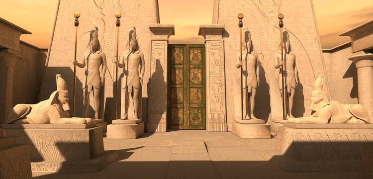 Egyptian temple in the desert 3d illustration