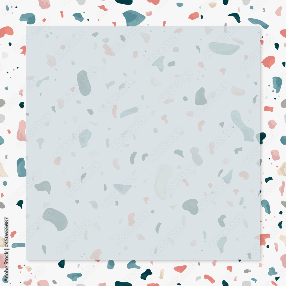 Poster terrazzo seamless pattern frame vector with blank space