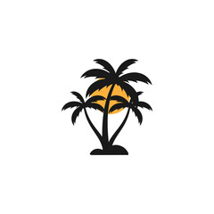 Palm tree beach icon design illustration template