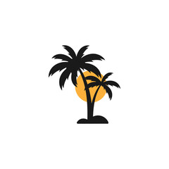 Palm tree beach icon design illustration template