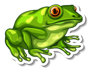 A sticker template with a green frog isolated