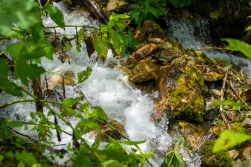 富山県中新川郡上市町の中山から立山の剱岳を望む登山をしている風景 A view of mountain climbing with a view of Tsurugidake in Tateyama from Nakayama in Kamiichi Town, Nakashinagawa County, Toyama Prefecture.
