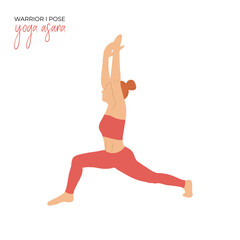 Fototapeta na wymiar Yoga asana warrior I pose. Vector illustration.
