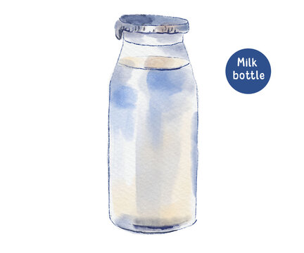 Milk bottle watercolor illustration