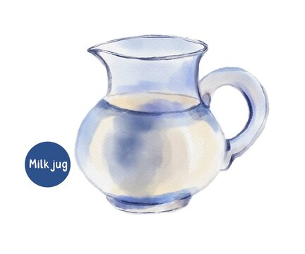 Milk jug watercolor illustration