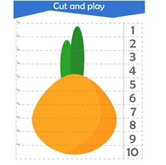  Math puzzle for children. We cut and play. Onion