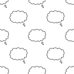 Background with hand drawn speech clouds. Simple black vector seamless pattern.