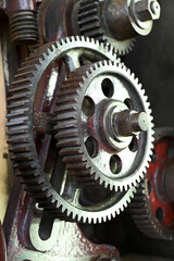 Engrenages de machine-outil de l'industrie en gros plan