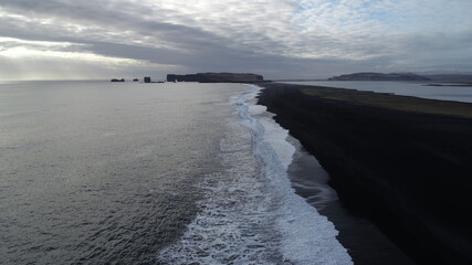 Reynisfjara black beach from above, Iceland