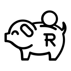 Saving South African Rand Money in Piggy Bank Icon