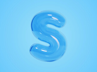 3d transparent S letter balloon