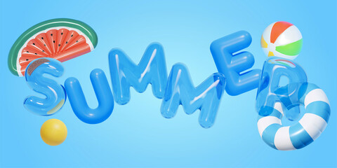 3d summer balloon elements