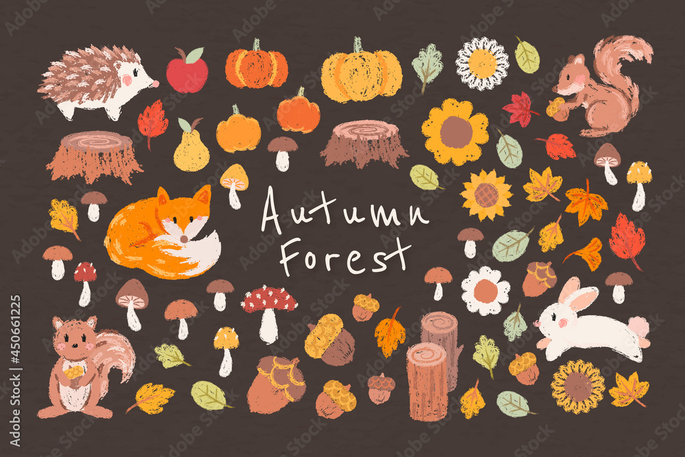 Poster autumn design elements vector set