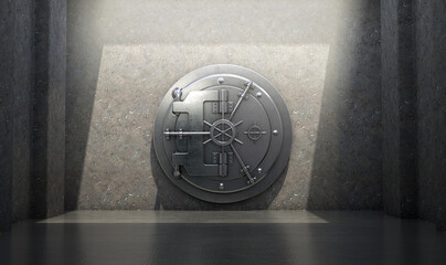 Bank Vault In Concrete Room