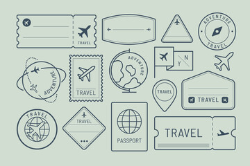 Travel stickers and badge set vector