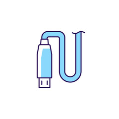 Micro USB output RGB color manual label icon. Connector type. Connecting device to USB port. Using micro input. Isolated vector illustration. Simple filled line drawing for product use instructions