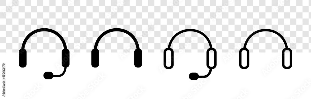 Poster headphone icon set isolated on transparent background. icon of support headphone concept for web and