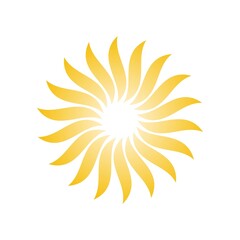 Yellow Radial sunset icon. Vector illustration. Golden sun rays logo.