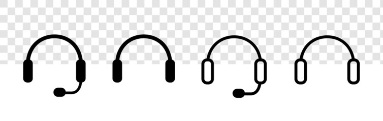Headphone icon set isolated on transparent background. Icon of support headphone concept for web and mobile UI element.