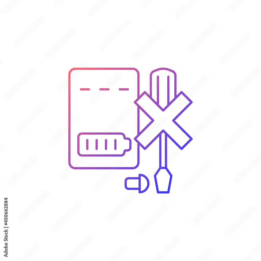 Poster dont disassemble powerbank gradient linear vector manual label icon. dont dismantle. thin line color