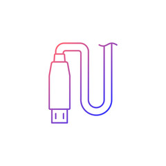 Micro USB output gradient linear vector manual label icon. Using micro input. Thin line color symbol. Modern style pictogram. Vector isolated outline drawing for product use instructions