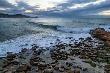 Surfs up - aerial sunrise seascape
