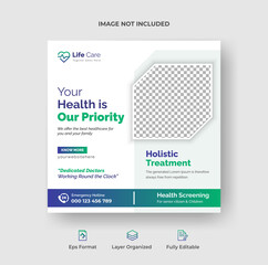 Medical social media instagram post and web banner or flyer poster design template premium vector