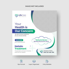 Medical healthcare social media post and web banner or flyer poster design template premium vector