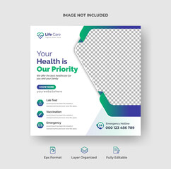 Obraz premium Healthcare and medical social media post web banner or square flyer design template Premium Vector