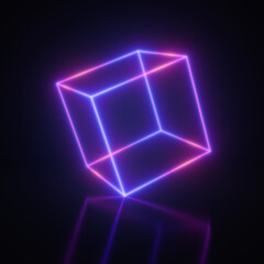 Bright neon cube