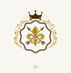 Heraldic design, vector vintage emblem.