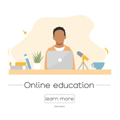 Online education concept. Flat vector illustration.