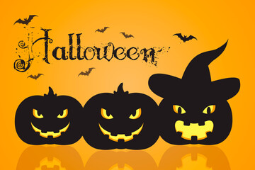 Halloween background design with pumpkin fruit silhouette ornament