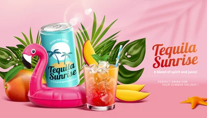 Foto op Plexiglas Tropical cocktail drink ad template © MITstudio