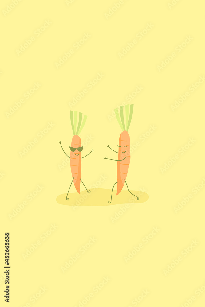 Wall mural carrot characters background vector - Wall murals