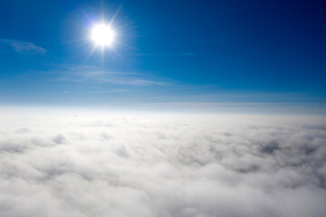 Amazing aerial shot of clouds in the sky