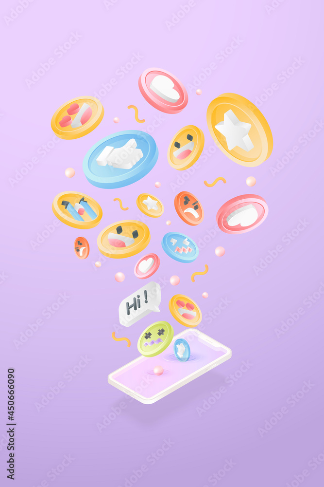 Sticker Social emoticons background template vector