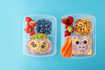 Kid's healthy breakfasts with funny faces
