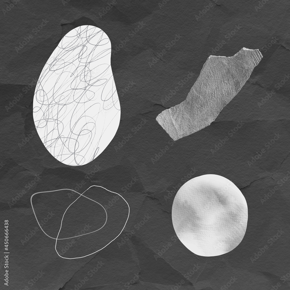 Poster scribble strokes and gray stone textures design element collection vector