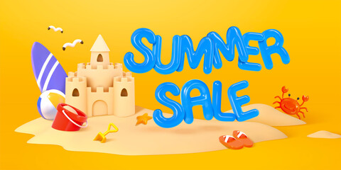 Fototapeta premium 3d summer sale banner