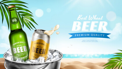 3d wheat beer ad banner