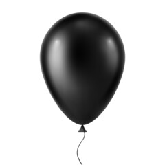 Black helium balloon. 3D realistic vector illustration, isolated on white background.