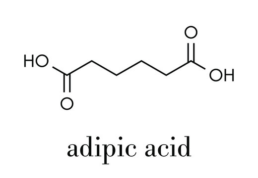 Adipic acid, nylon (polyamide) building block. Skeletal formula.
